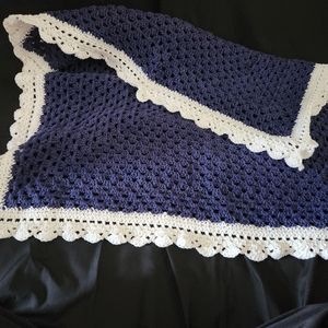 Crochet Denim and White Baby Blanket